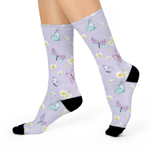 Daisy Butterfly Purple Socks