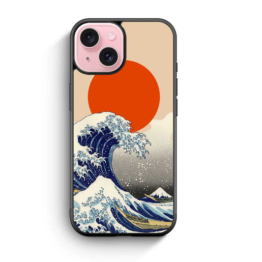 Japanesse Great Wave Moon iPhone 15 Case