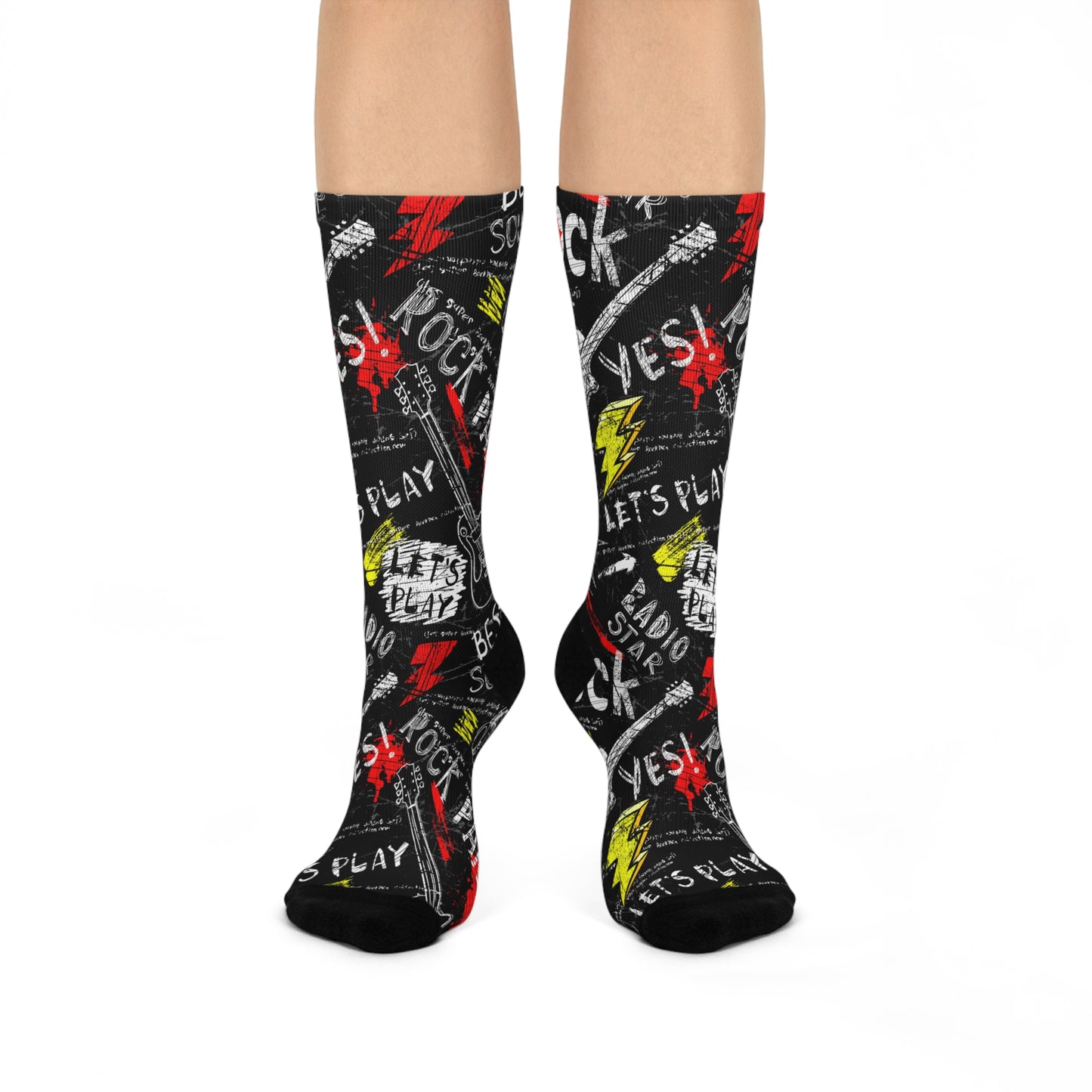 Rock Music Black Pattern Socks