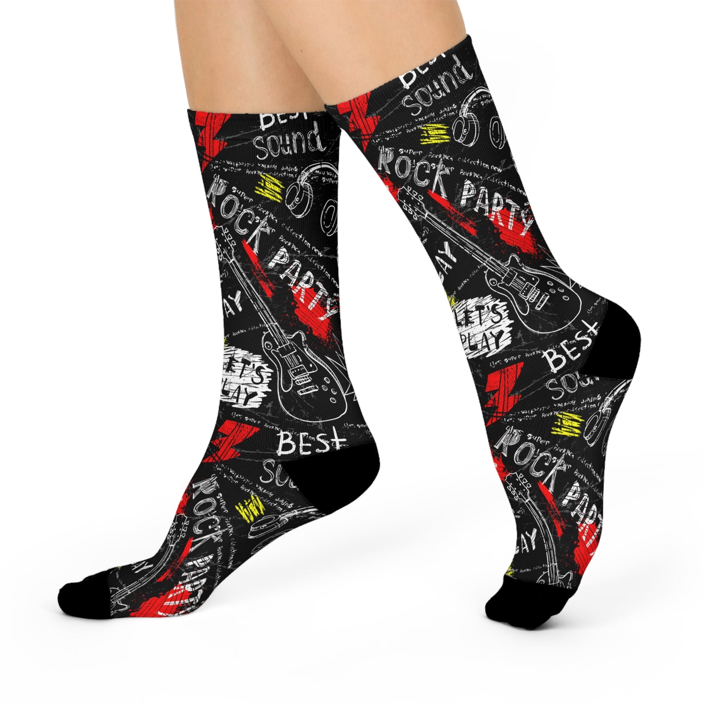 Rock Music Black Pattern Socks