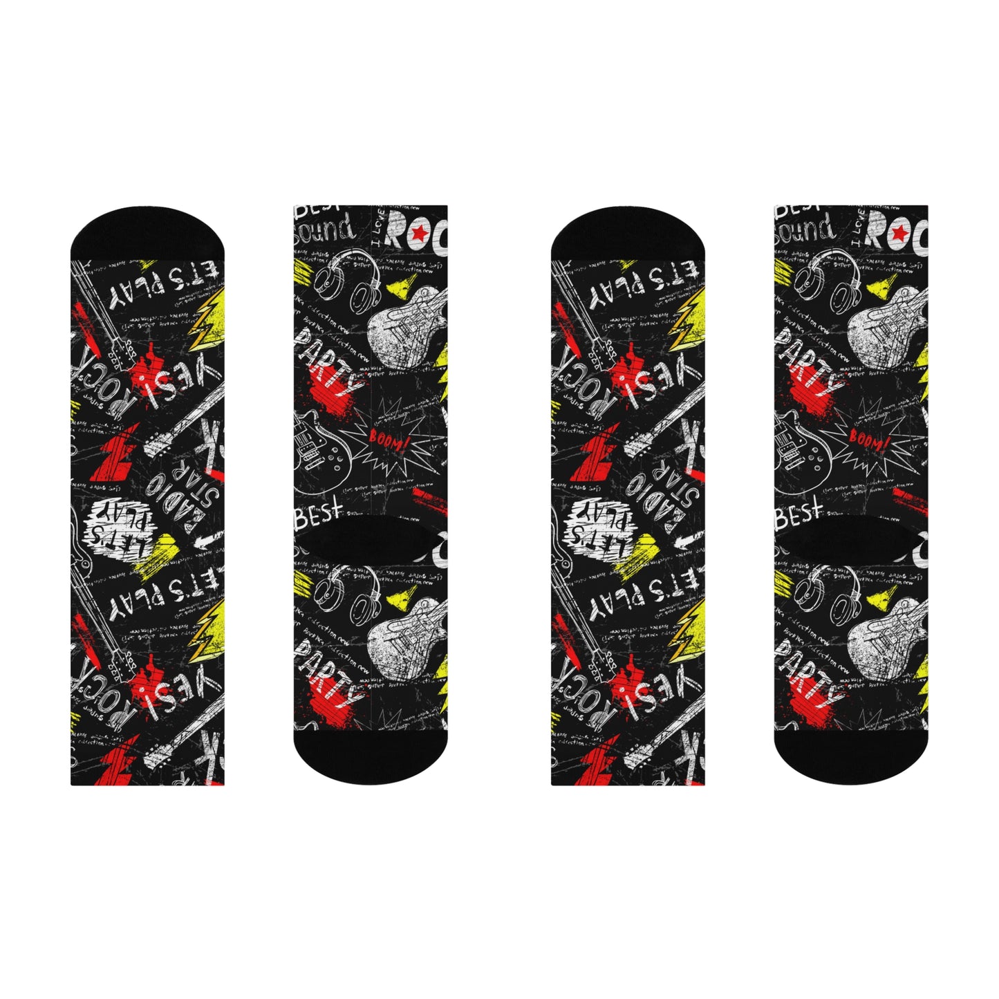 Rock Music Black Pattern Socks