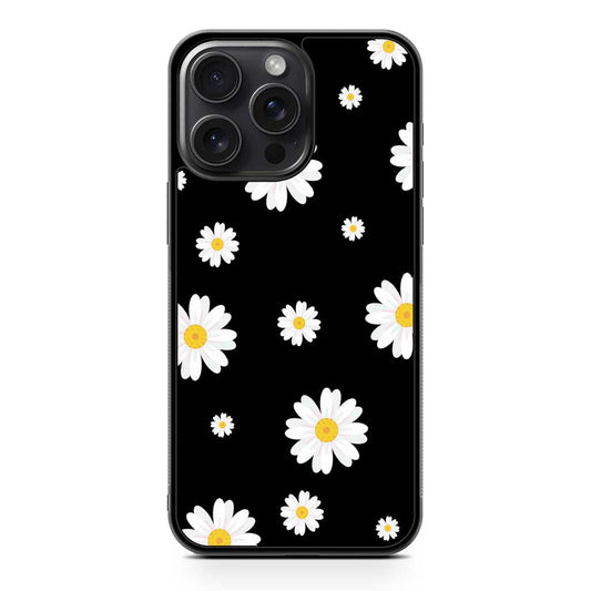 Floral Flower Daisy Black iPhone 15 Pro Max Case
