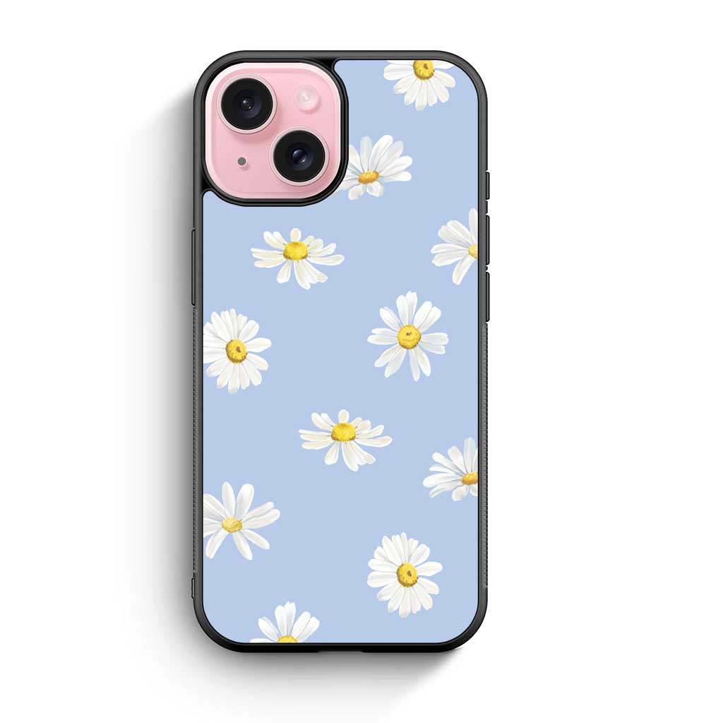 Floral Flower Daisy Blue iPhone 15 Case