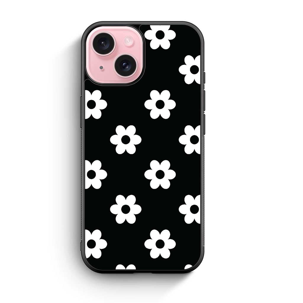 Flower Daisy Black iPhone 15 Case