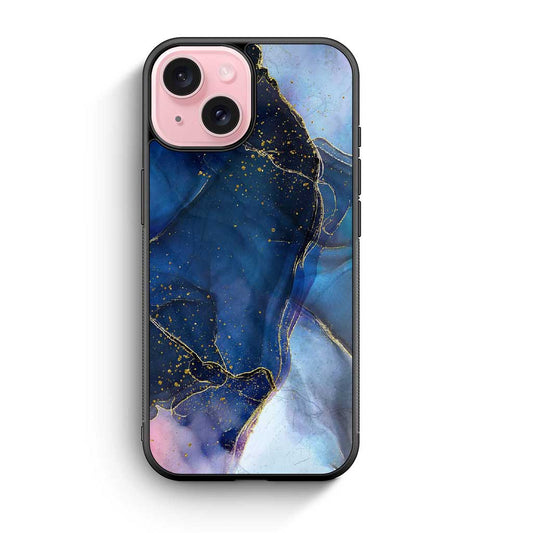 Marble Dark Blue Gold iPhone 15 Case