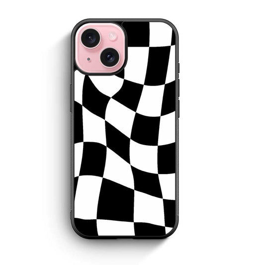 Checkerboard Black White iPhone 15 Case