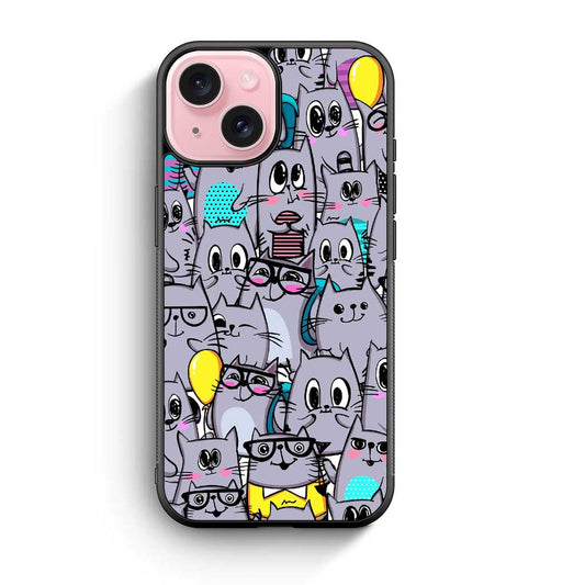 Cat Cute Pattern iPhone 15 Case