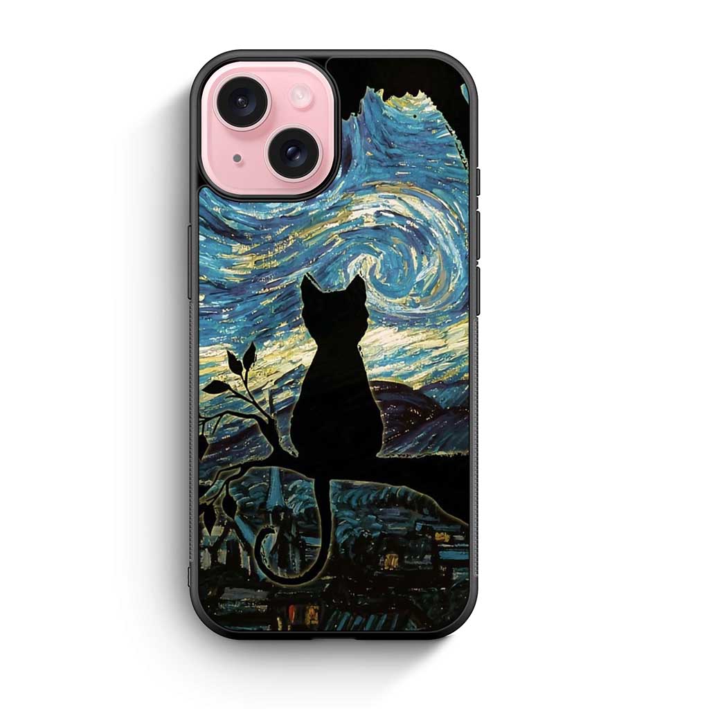 Cat The Starry Night iPhone 15 Case