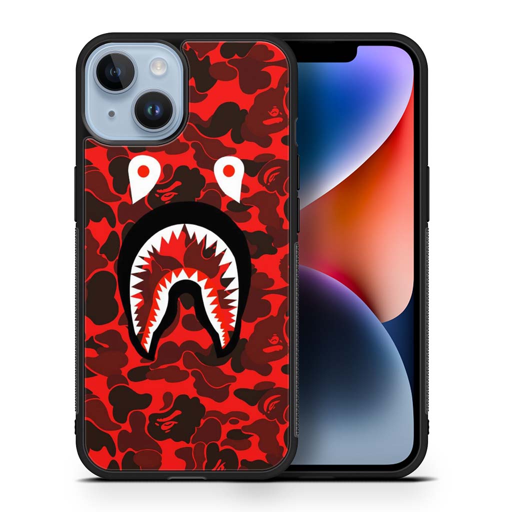 Bape Shark Red Camo iPhone 14 | iPhone 14 Plus | iPhone 14 Pro | iPhone 14 Pro Max Case